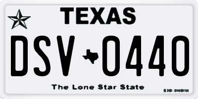 TX license plate DSV0440