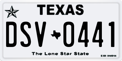 TX license plate DSV0441
