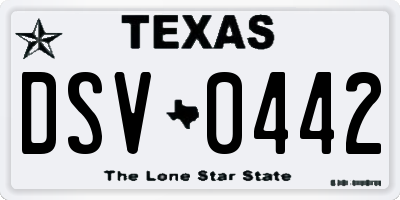 TX license plate DSV0442