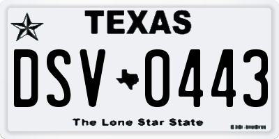 TX license plate DSV0443