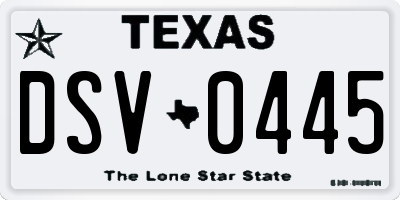 TX license plate DSV0445