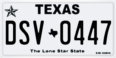 TX license plate DSV0447
