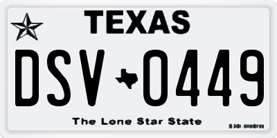 TX license plate DSV0449