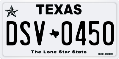 TX license plate DSV0450
