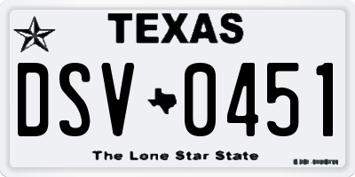 TX license plate DSV0451