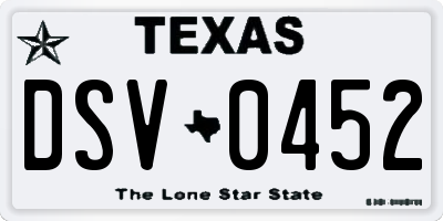 TX license plate DSV0452