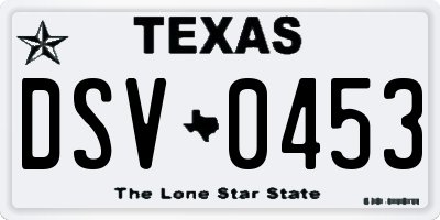 TX license plate DSV0453
