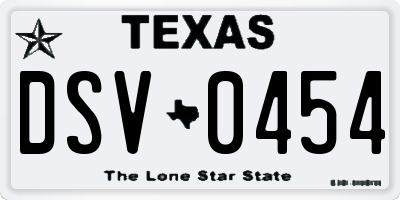 TX license plate DSV0454