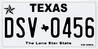 TX license plate DSV0456