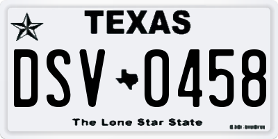 TX license plate DSV0458