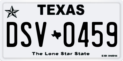 TX license plate DSV0459