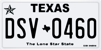 TX license plate DSV0460