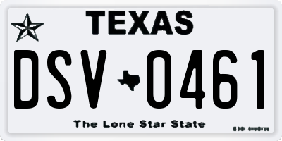 TX license plate DSV0461