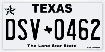 TX license plate DSV0462