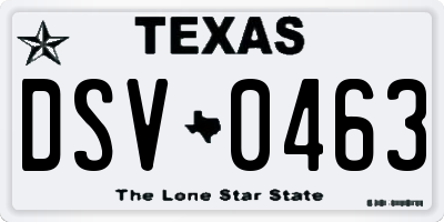 TX license plate DSV0463
