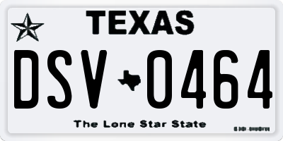 TX license plate DSV0464