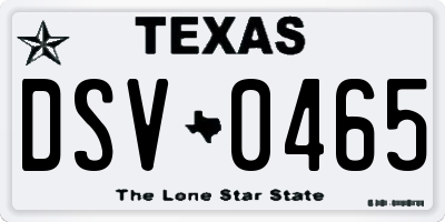 TX license plate DSV0465