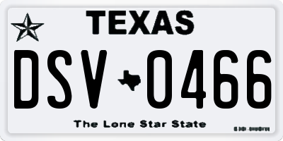 TX license plate DSV0466