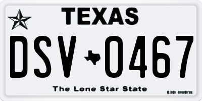 TX license plate DSV0467