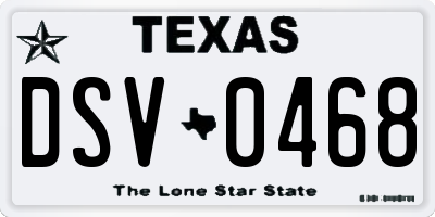 TX license plate DSV0468