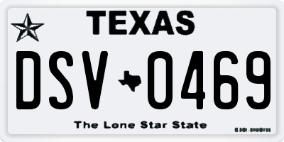 TX license plate DSV0469