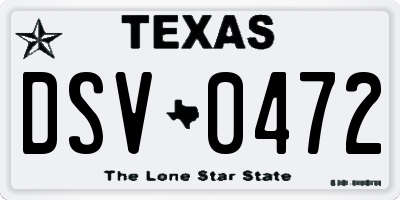 TX license plate DSV0472