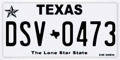 TX license plate DSV0473
