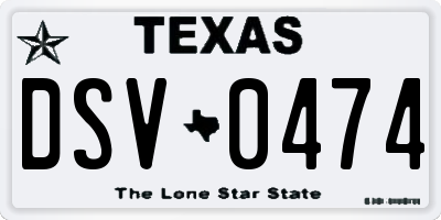 TX license plate DSV0474