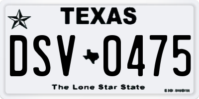 TX license plate DSV0475