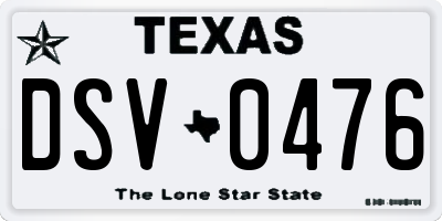 TX license plate DSV0476