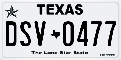 TX license plate DSV0477
