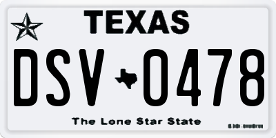 TX license plate DSV0478