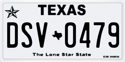 TX license plate DSV0479