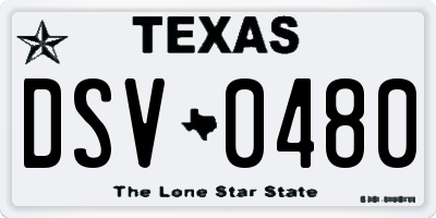 TX license plate DSV0480