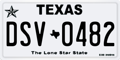 TX license plate DSV0482