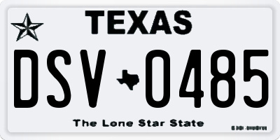 TX license plate DSV0485