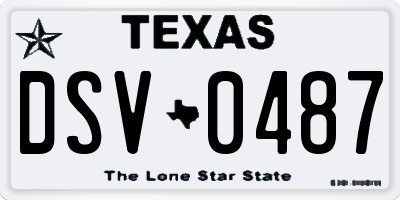 TX license plate DSV0487