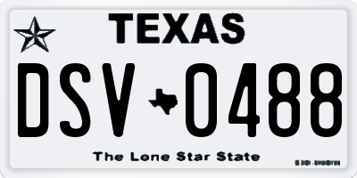 TX license plate DSV0488