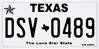 TX license plate DSV0489