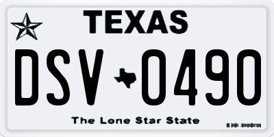 TX license plate DSV0490
