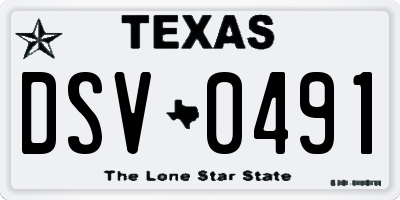 TX license plate DSV0491