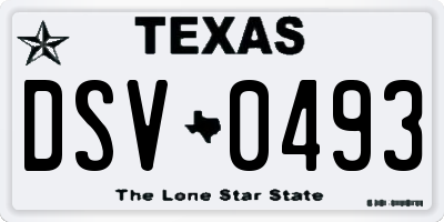 TX license plate DSV0493