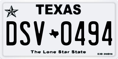TX license plate DSV0494