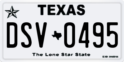 TX license plate DSV0495