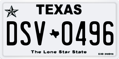 TX license plate DSV0496