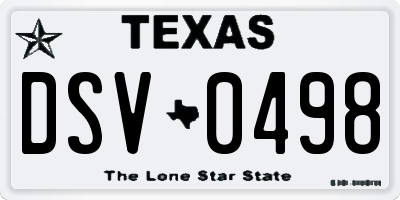 TX license plate DSV0498