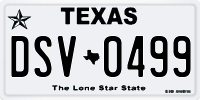 TX license plate DSV0499