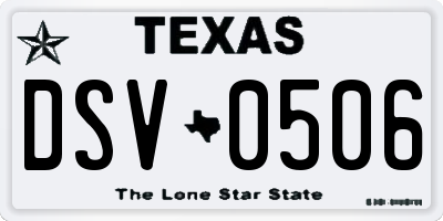 TX license plate DSV0506