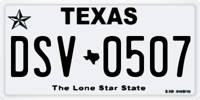 TX license plate DSV0507