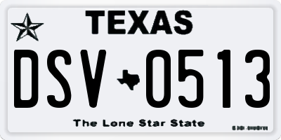 TX license plate DSV0513